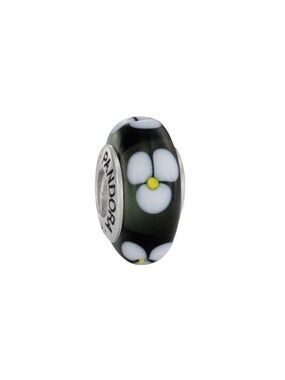 Pandora Murano Black and White Floral Charm